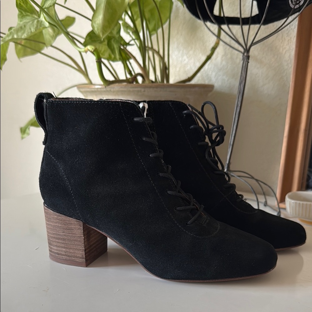 Madewell Black Ankle Boots with Lace-Up Design